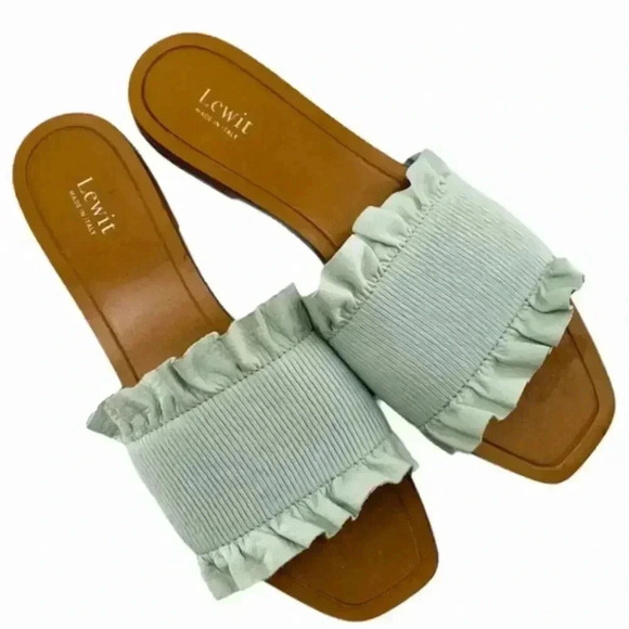 Lewit Cassandra Leather Ruffle Slip On Sandals - Picture 2 of 5